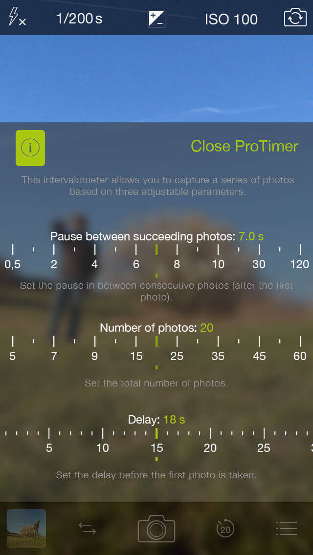 Screenshot of timer settings