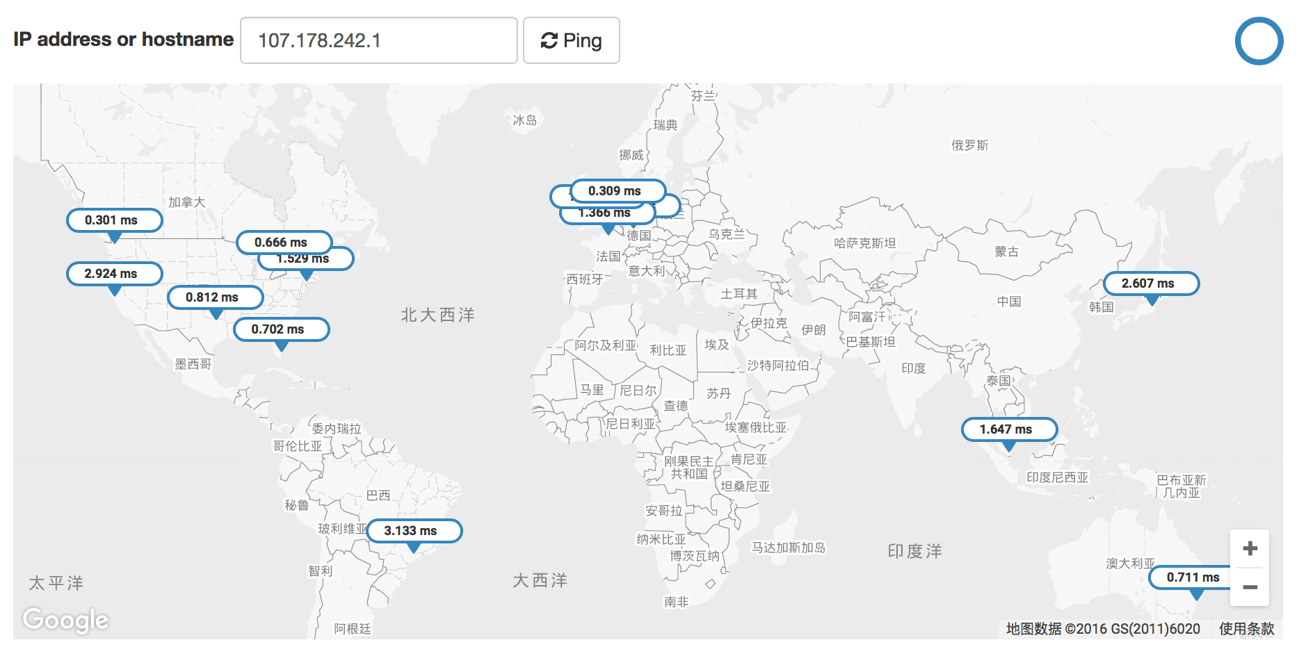 对 Anycast IP 的国外速度测试